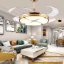 TFCFL 42'' Ceiling Fan Light, Modern Invisible Fan Chandelier with Remote Acrylic Retractable Dimmable LED lights for Home Decoration Living Room Bedroom Dining Room (Gold)