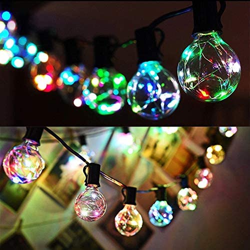 Outdoor String Lights 34.8FT Patio Lights G40 Globe 32 Bulbs (2 Spare) Waterproof LED String Light with 8 Modes Dimmable Remote Decorative String Lights for Indoor/Outside Commercial Porch Gazebo