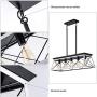 XIPUDA 5-Light Linear Pendant Light Fixture Kitchen Island Lighting Industrial Metal Farmhouse Chandeliers for Dinning Room Living Room