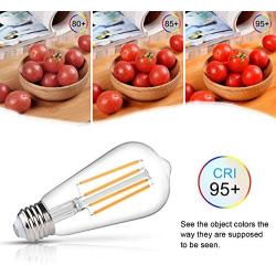 Vintage LED Edison Bulb, 6W, Equivalent 60W, Soft White 2700k, Non-Dimmable Led Filament Light Bulb, E26 Base, High CRI 95+ Eye Protection Led Bulb, Clear Glass for Home Bathroom Kitchen, Pack of 5