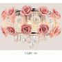 LUOLAX Romantic Ceramic Rose Flower Chandelier Modern Crystal Pendant Lamp Flush Mount Hanging Ceiling Fixture for Girl Bedroom/Living Room/Restaurant/Dining Room Decoration, Pink(Dia 19.68Inch)