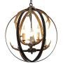 Unitop Globe Antler Chandelier, 6 Lights D21.7'' Metal Retro Pendant Light Fixture Vintage Resin Deer Antler Chandelier for Living Room Kitchen Island Bedroom