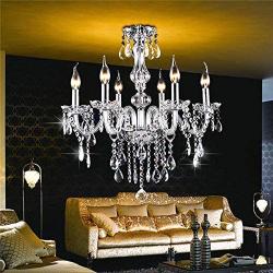 Maple Leaf Shape K9 Crystal Candle Chandeliers Lighting 6 Lights Bathroom Pendant Ceiling Lights Fixture Lamp for Dining Living Room Bedroom Hallway Entry (Crystal)