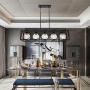 TODOLUZ Black Finish 5-Light Farmhouse Chandelier with Globular Seeded Glass Rectangle Kitchen Island Lighting Fixture for Dining Room Pool Table