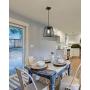 EAPUDUN Lantern Pendant Light, Adjustable Height Square Cage Hanging Lighting Fixture 10'' Rustic Lantern Chandelier for Dinning Room Kitchen Island Foyer, Black&Silver Hand-Brush Finish, PDA1294-FBGT