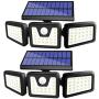 Wireless LED Solar Motion Sensor Lights Outdoor,3 Head Motion Sensor Lights,Lights Outdoor Spotlights 360°，IP65 Waterproof, Illumination for Yard Patio Garage Entryway Front Door (2-Pack)