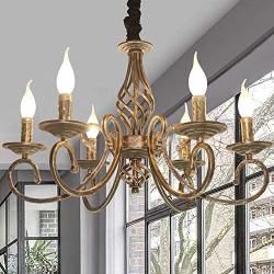 Ganeed Rustic 6-Light Chandeliers,French Country Vintage Chandelier,Metal in Antique Bronze Pendant Chandelier,Pendant Light Fixture for Island Kitchen Farmhouse Dining Room Living Room