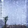 Qunlight Star 304 LED 9.8ftx9.8ft 30V 8 Modes with Memory Window Curtain String Lights Wedding Party Home Garden Bedroom Outdoor Indoor Wall Decorations(Cool White)