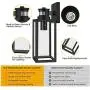 Motion Sensor Outdoor Wall Lantern, Dusk to Dawn Photocell Exterior Light Fixture Wall Mount,100% Aluminum, Clear Glass, Matte Black Wall Sconce for Porch Doorway Garage, E26 Socket, Motion Activated