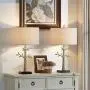Maxax Table Lamps Set of 2 Nightstand Lamp with Leaf Detailed Body & Oatmeal Fabric Shade for Living Room and Bedroom