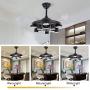 42'' Modern Ceiling Fans with Lights, 3 Colors Change 3 Speed Set, Mute motor Indoor Fan Light for Living Room, Kitchen, Bedroom, Dining Room, Dinner Rroom (Black)