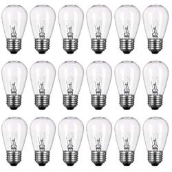 Newhouse Lighting S14INC18 Outdoor Weatherproof S14 Incandescent Replacement String Light Bulbs | Standard Base | 18-Pack, Clear, 18 Count
