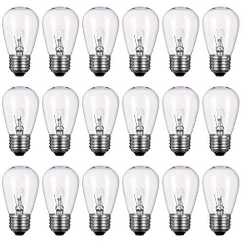 Newhouse Lighting S14INC18 Outdoor Weatherproof S14 Incandescent Replacement String Light Bulbs | Standard Base | 18-Pack, Clear, 18 Count