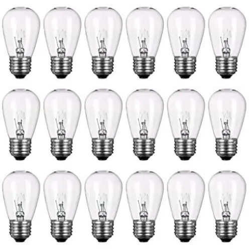 Newhouse Lighting S14INC18 Outdoor Weatherproof S14 Incandescent Replacement String Light Bulbs | Standard Base | 18-Pack, Clear, 18 Count