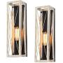 Pauwer Industrial Wall Sconces Set of 2 Edison Vintage Wall Lamp Faux Wood Finish Rustic Wall Light Fixture Antique Wall Lighting for Bedroom Living Room Hallway