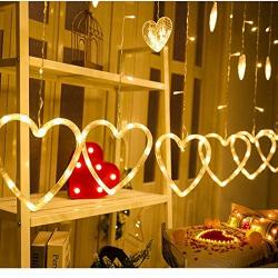 KiflyTooin Curtain Lights Upgrade,176 LED 15-Hearts Lights String,Connectable 8 Flashing Modes Heart Shaped Twinkle Fairy Lights,for Kids Bedroom Wedding Party Valentines Day Mothers Day Decor