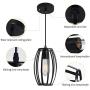 Mini Chandelier Pendant Lighting Fixture for Kitchen Island Hallway Dining Room Design, Black Basket Ceiling Lights Industrial Lightings Black
