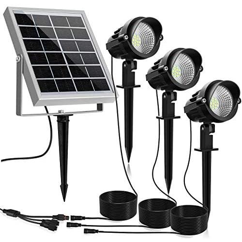 MEIKEE Solar Spot Lights Outdoor, 3 in 1 Solar Landscape Spotlights with Daylight White, IP66 Waterproof Solar Lights Outdoor Spotlight, Auto On/Off Solar Spotlight for Yard Garden Driveway Patio