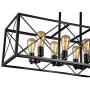 Jinzo Farmhouse Rectangle Chandelier Island Lighting 8-Lights High Linear Industrial Dining Room Chandelier with Rustic Metallic Open Frame Matte Black Hanging Kitchen Island Lighting Fixtures Jinzo Farmhouse Rectangle Chandelier Island Lighting 8-Lights High Linear Industrial Dining Room Chandelier with Rustic Metallic Open Frame Matte Black Hanging Kitchen Island Lighting Fixtures