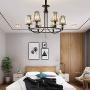 OSAIRUOS 6 Lights Contemporary Crystal Chandeliers for Dining Room Modern Rustic Pendant Lighting Fixture Hanging Round Kitchen Island Bedroom Entryway Chandelier Matte Black W28.5''