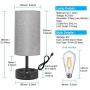 Table Lamp, Bedside Lamp with USB Port, 3 Way Dimmable Touch lamp, Table Lamps for Bedrooms, E26 LED Bulbs Included Nightstand Lamps, Small Desk Lamp with Grey Fabric Ideal for Living Room or Office