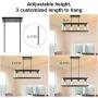 Lampundit 4 Light Kitchen Island Lighting, Farmhouse Chandeliers Rectangle Dining Room Lighting Fixtures Hanging, Contemporary Modern Ceiling Light with Adjustable Rods, Black & White