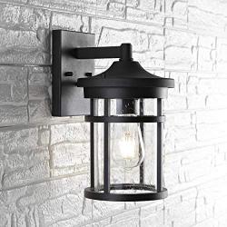 Safavieh PLT4001A Lighting Senta Black Metal Wall (LED Bulb Included) Outdoor Lantern