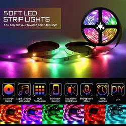 Buthsku LED Lights, 50ft Led Strip Lights APP controll, Music Sync Color Changing Light Strip with 44-Keys IR Remote Controller, RGB 5050 LED Rope Light for Home, Bedroom, TV, Party