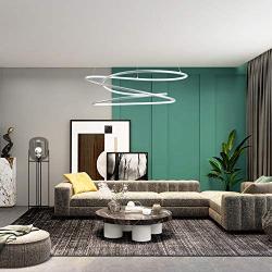 MADEM Modern LED Pendant Light Dimmable Contemporary Chandelier Creative Foyer Hanging Lighting Fixture for Living Dining Room Bedroom Kitchen Island,6000K Cool White, Silver