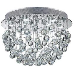 Saint Mossi Modern K9 Crystal Chandelier Lighting Flush Mount LED Ceiling Light Fixture Pendant Chandelier for Livingroom 9 GU10 Bulbs Required Width 20 inch x Height 13 inch