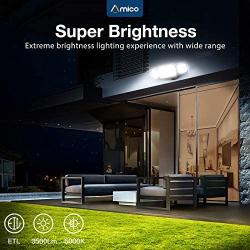 3 Head LED Security Lights Outdoor, 30W 3500LM 5000k, IP65 Waterproof, ETL Certificated, Flood Light Exterior Security Light for Garage, Patio, Garden, Porch&Stair