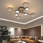 Sunny Lingt 8 Lights Sputnik Chandelier, Nordic Postmodern Black Gold Ceiling Lighting Fixture, Mid Century Semi Flush Mount Pendant Lamp, for Dining Room Living Room Kitchen Foyers