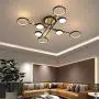 Sunny Lingt 8 Lights Sputnik Chandelier, Nordic Postmodern Black Gold Ceiling Lighting Fixture, Mid Century Semi Flush Mount Pendant Lamp, for Dining Room Living Room Kitchen Foyers