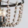 Wood Bead Lighting, Bohemian Semi Flush Ceiling Light Fixture with 3 Light Source, for Entryway, Dining Room, Dark Silver Brushed, 16 inches