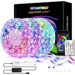 50ft LED Strip Lights,BITIANTEAM LED Lights Bluetooth Music Sync SMD 5050 Color Changing RGB Rope Lights APP Control 23-Key Remote Sensitive Built-in Mic LED Lights for Bedroom Home Party(3x16.6FT)