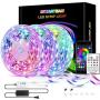 50ft LED Strip Lights,BITIANTEAM LED Lights Bluetooth Music Sync SMD 5050 Color Changing RGB Rope Lights APP Control 23-Key Remote Sensitive Built-in Mic LED Lights for Bedroom Home Party(3x16.6FT)