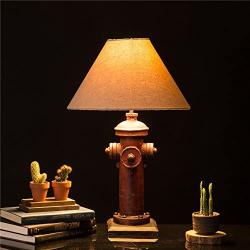Farmhouse Table Lamp with Burlap Shade Rustic Hydrant Beside Table Lamp for Living Room - Perfect for Boys Bedroom,21.65'' High