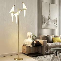 Floor lamp Acrylic Bird Floor Lamp Art Deco Paper Studio Living Room Bedroom Led Standing Lamp Study Beside Origami Gold Floor Lamp Fixture (Lampshade Color : 3 Heads 18W)