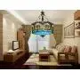 LITFAD Tiffany Ceiling Light 33.46''Height 5-Lights Pendant Light with Splendid Baroque Pattern Glass Shade 110V-120V Ceiling Hanging Light for Living Room Bedroom Hotel