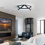 Modern Flush Mount Ceiling Lighting Fixture,24W 6500K Cool White LED Classic Black Metal Art Geometric Shape Ceiling Lamp for Living Room Kitchen Dining Room Study Mall