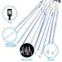 Aluan Christmas Lights Meteor Shower Rain Lights 10 Tube 240 LED 12 Inch Waterproof Plug in Falling Rain Fairy String Lights for Halloween Christmas Holiday Party Home Patio Outdoor Decoration, White