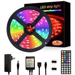 Segrass 16.4ft 5050 RGB Led Strip Lights，5M 150 LEDs Rope Lights, IP20 Non Waterproof Color Changing with 20 Colors 8 Light,LED Light Strips Kit with 44 Keys IR Remote Controller and 12V Power Supply