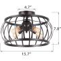 Ganeed Semi Flush Mount Ceiling Light,Industrial Metal Cage Ceiling Light Fixture 4 Lights,Vintage Rustic Pendant Lighting Lamp for Kitchen Dining Room Stairway Garage