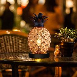 Mercury Glass Pineapple Lamp, Golden Glass Table Lamp for Bedroom, Dresser, Living Room, Kids Room, Coffee Table, Office, Bookstore, Festival Decor and Gift (Gold)