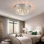 Flush Mount Crystal Chandelier 4 Lights Ceiling Lighting Fixture for Walking Way Living Room, Bedroom,Kitchen, Bathroom.(Chrome)