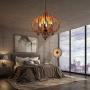 HMVPL Wooden Farmhouse Pendant Lighting Fixtures 6-Lights, Industrial Swag Chandeliers Hanging Ceiling Lamp for Kitchen Island Dining Room Bedroom Foyer Hallway Front Door