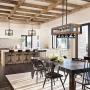 Farmhouse Chandelier, 32” Kitchen Island Lighting in Rustic Wood and Metal for Dining & Living Room, Foyer, Pool Table Room