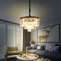 Crystal Chandelier Lighting, W20'' 3-Tier Big Modern Crystal Chandelier Light Fixtures 6 Lights Ceiling Hanging Crystal Pendant Light for Bedroom Dining Room Living Room Entryway Kitchen Island Black