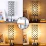 Touch Control Crystal Table Lamp Set of 2 Bedside Nightstand Lamps with 2 USB Charging Ports, 3-Way Dimmable, K9 Crystal Decorative Desk Lamp for Bedroom, Girls Guest Room, Living Room, Bulbs Included