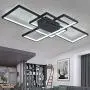 Modern LED Ceiling Lights Living Room Dining Room Ceiling Lighting Fixtures 3000-6500K Hanging Lamp Dimmable Remote Acrylic Rectangle Chandeliers Hotel Kitchen Bedroom Pendant Light,Black/105cm/65w